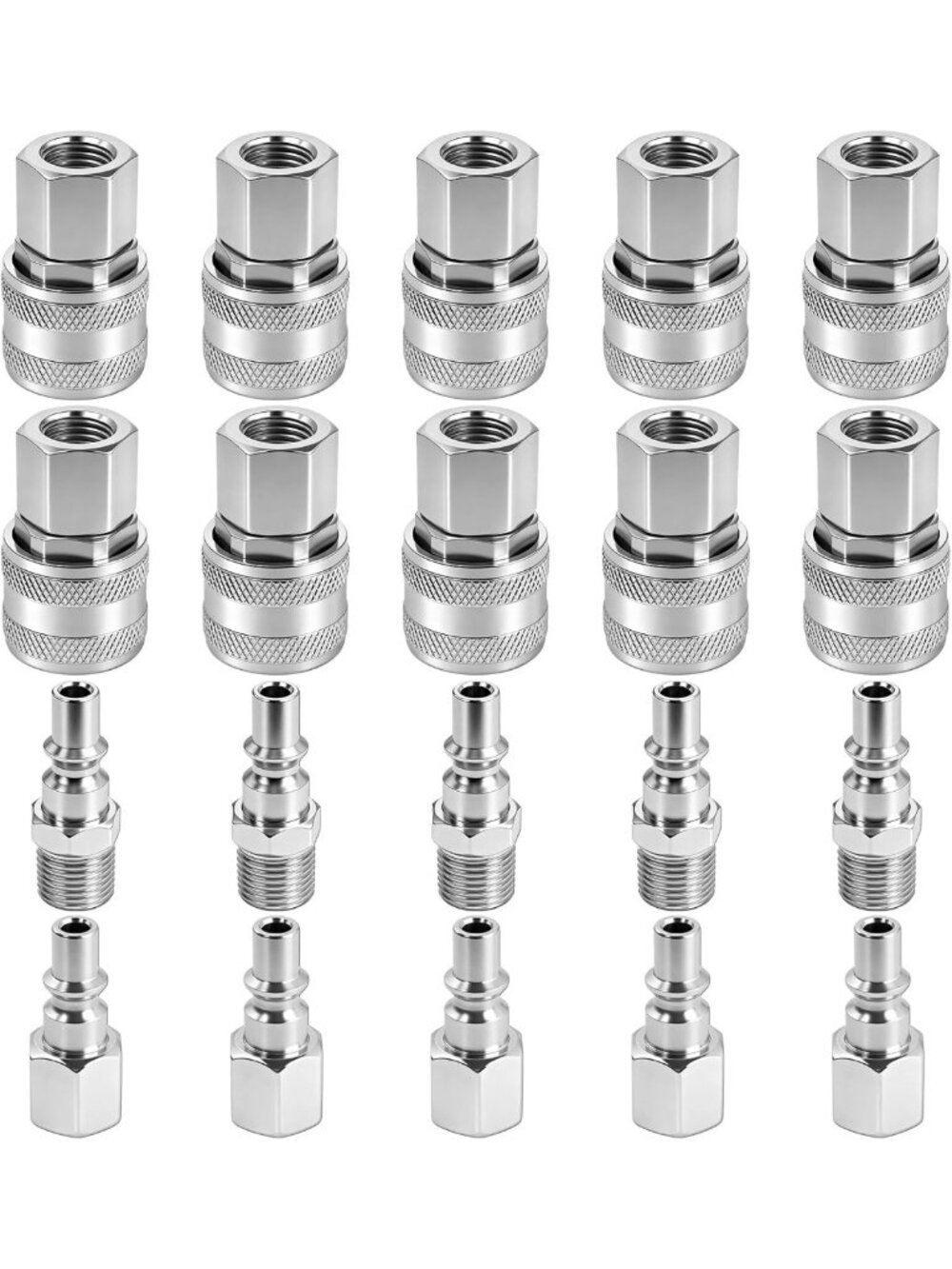 20 Pcs 1/4" NPT A Style Coupler & Plug Kits for Air Tools & Compressors